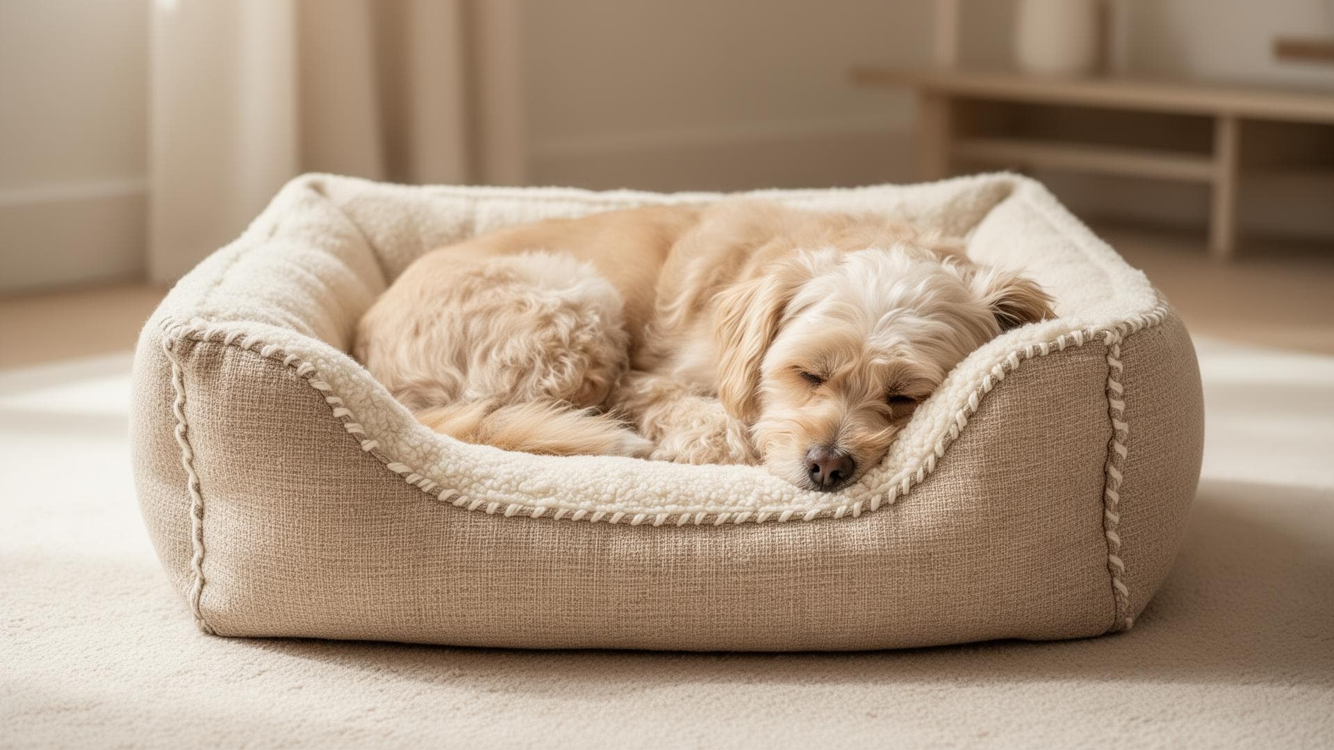 Camita artesanal para mascotas Hachiko - perro durmiendo cómodamente